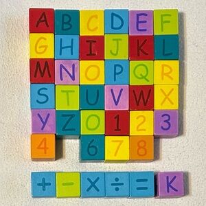 Colourful Wooden Alphabet & Number Blocks. 40 Block in All.